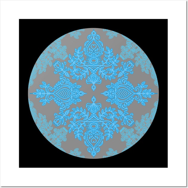 Turquoise Tangle - sky blue, aqua & grey pattern Wall Art by micklyn